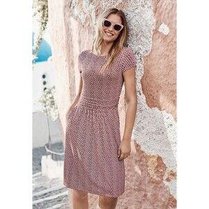 Boden‎ floral Daisy Print Amelie knit jersey dress Size 12L pink blue